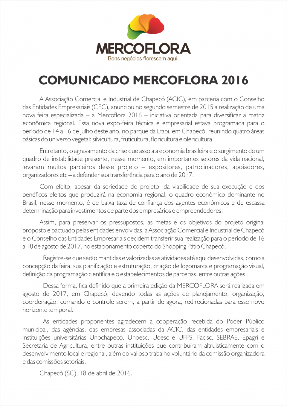 Feira Mercoflora 2017 - Bons negcios florescem aqui. 